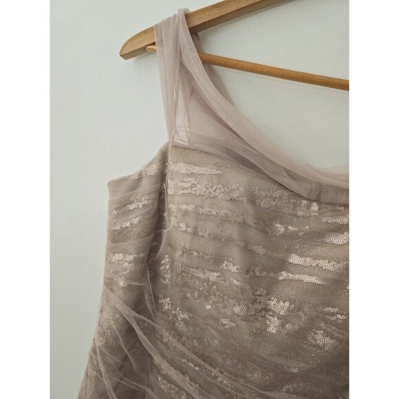 Rickie Freeman Teri Jon Campaign Sequin Off The Shoulder Gown Dress 18 ALTERED - Picture 5 of 13